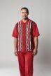 Silversilk Men's 2 Piece Short Sleeve Walking Suit - Wavy Stripe Pattern