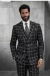 Black Suit Windowpane Pattern Suits for Men