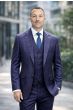 Navy Suit Men's Wool Suits Plaid Suit