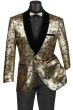 Vinci Men's 1 Button Sport Coat  - Shining Gold