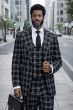Black Suit Mens Fashion Suits Double Breasted Vest