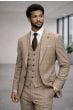 Statement Men's Outlet 3 Piece 100% Wool Modern Fit Suit - Textured Plaid