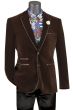 Vinci Men's Luxurious Velvet Slim Sport Coat - Faux Leather Trim