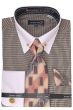 Avanti Uomo Men's Outlet French Cuff Dress Shirt Set - Triple Tone Print