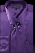 Purple Men Shirts Satin Shirt for Men Tie and Handkerchief