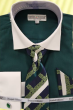 Daniel Ellissa Men's Contrast-Collar Tonal Check French Cuff Shirt Set - Black