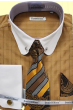 Brown Collar Pin Shirts Mens Shirts