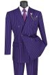 Vinci Men's 2 Piece Double Breasted Pinstripe Suit - Adjustable Waistband