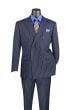 CCO Men's 2 Piece Double Breasted Outlet Suit - Banker Pinstripe