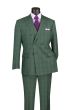 Vinci Men's 2 Piece Glen Plaid Double Breasted Suit - Adjustable Waistband