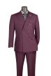 Burgundy Suit Plaid Mens Suits Pants with Adjustable Waistband