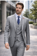 Statement Men's Outlet 3 Piece 100% Wool Suit - Light Plaid