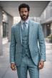Jade Men's 3pc 100% Wool Suit in Jade with Pic Stitching