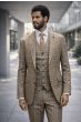 Tan Men's 3pc 100% Wool Suit in Tan with Pic Stitching
