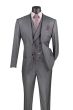 Vinci Men's 3 Piece Wool Feel Modern Fit Suit - Double Breasted Vest