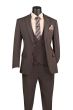Vinci Men's 3 Piece Super Stretch Modern Fit Suit - Adjustable Waistband