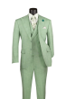 Vinci Men's 3 Piece Wool Feel Modern Fit Suit - Double Breasted Vest