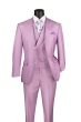 Vinci Men's 3 Piece Wool Feel Modern Fit Suit - Double Breasted Vest