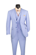 Vinci Men's 3 Piece Wool Feel Modern Fit Suit - Double Breasted Vest