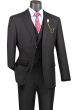 Vinci Men's 3 Piece Modern Fit Suit With Adjustable Waistband - Bold Solid Colors
