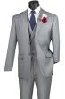 Vinci Men's 3 Piece Modern Fit Suit With Adjustable Waistband - Bold Solid Colors