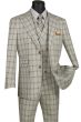 Vinci Men's 3 Piece Modern Fit Suit - Bold Windowpane