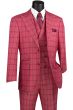 Vinci Men's 3 Piece Modern Fit Suit - Bold Windowpane