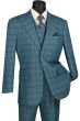 Vinci Men's 3 Piece Modern Fit Suit - Bold Windowpane