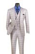 CCO Men's Outlet 3 Piece Modern Fit Suit - Electric Windowpane