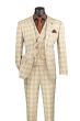 CCO Men's Outlet 3 Piece Modern Fit Suit - Electric Windowpane