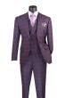 CCO Men's Outlet 3 Piece Modern Fit Suit - Electric Windowpane
