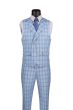 Vinci Men's 3 Piece Windowpane Suit - Double Breasted Vest