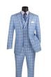 CCO Men's Outlet 3 Piece Windowpane Suit - Double Breasted Vest