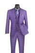 CCO Men's Outlet 3 Piece Windowpane Suit - Double Breasted Vest