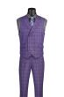 Vinci Men's 3 Piece Windowpane Suit - Double Breasted Vest