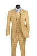 CCO Men's Outlet 3 Piece Windowpane Suit - Double Breasted Vest