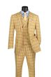 Vinci Men's 3 Piece Windowpane Suit - Double Breasted Vest