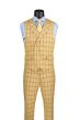 Vinci Men's 3 Piece Windowpane Suit - Double Breasted Vest