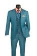 CCO Men's Outlet 3 Piece Windowpane Suit - Double Breasted Vest