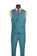 Vinci Men's 3 Piece Windowpane Suit - Double Breasted Vest