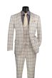 Vinci Men's 3 Piece Modern Fit Suit - Smooth Windowpane