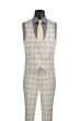 Vinci Men's 3 Piece Modern Fit Suit - Smooth Windowpane