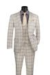 CCO Men's Outlet 3 Piece Modern Fit Suit - Smooth Windowpane
