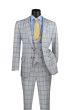 Vinci Men's 3 Piece Modern Fit Suit - Smooth Windowpane