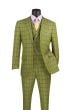 CCO Men's Outlet 3 Piece Windowpane Suit - Adjustable Waistband