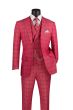 Vinci Men's 3 Piece Windowpane Suit - Double Breasted Vest