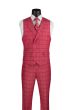 Vinci Men's 3 Piece Windowpane Suit - Double Breasted Vest