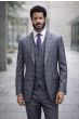Grey Suit Modern Fit Suit for Guys Plaid Suits