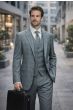 Statement Men's Outlet 3 Piece 100% Wool Modern Fit Suit - Plaid Suit