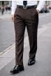 Brown Mens Pleated Pants